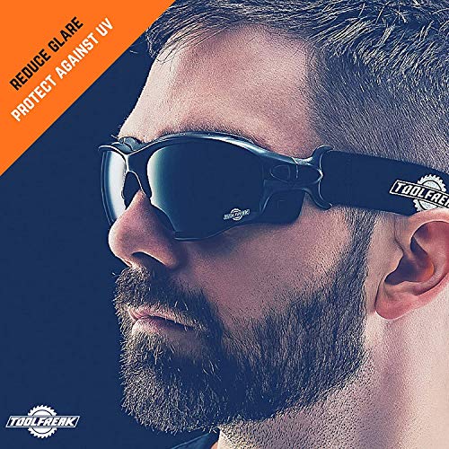 ToolFreak Spoggles Gafas de Seguridad de Trabajo y Deporte, Cristales Antideslumbrantes Tintados Ahumados sin Distorsión