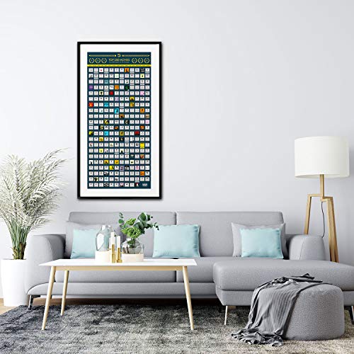 Top 250 Movie Bucket List Scratch Map Poster XXL - La última lista de guía de películas para rascar con las mejores películas de todos los tiempos como un póster de película para rascar 100 x 45 cm