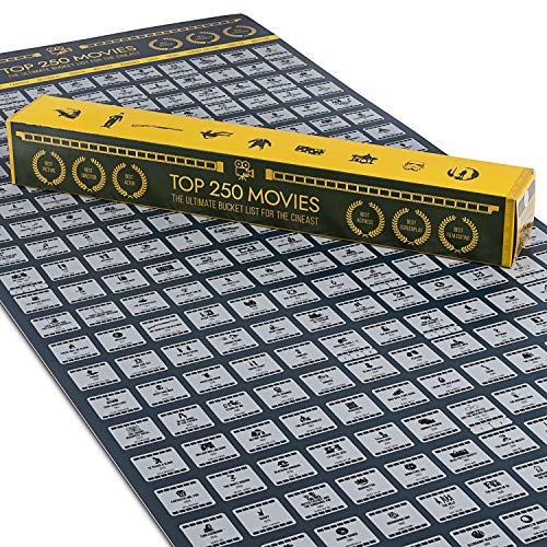Top 250 Movie Bucket List Scratch Map Poster XXL - La última lista de guía de películas para rascar con las mejores películas de todos los tiempos como un póster de película para rascar 100 x 45 cm