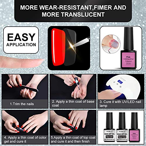 Top Coat,Base y Top Coat Semipermanente,Top Coat and Base Coat,Top Coat y Base Coat,No Wipe Soak Off UV LED Top y Base Coat Manicura Arte,3pcs Kit de Esmaltes de Uñas