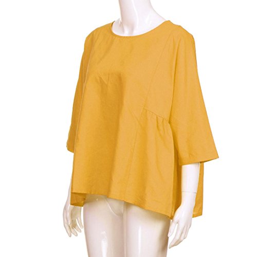 Top Suelto Mujer Verano, Covermason Mujeres Que Imprimen Las Camisas Blusa de Manga Larga Casual(52,Amarillo)