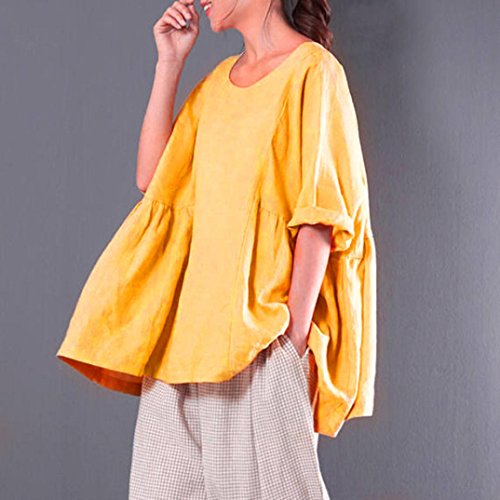 Top Suelto Mujer Verano, Covermason Mujeres Que Imprimen Las Camisas Blusa de Manga Larga Casual(52,Amarillo)