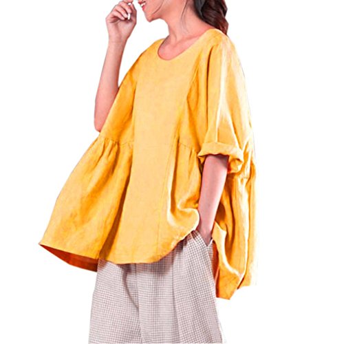 Top Suelto Mujer Verano, Covermason Mujeres Que Imprimen Las Camisas Blusa de Manga Larga Casual(52,Amarillo)