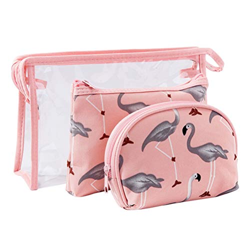 TOPBATHY - 3 bolsas de cosméticos transparentes impermeables para lavar bolsas de viaje, organizador de almacenamiento de cosméticos (rosa)
