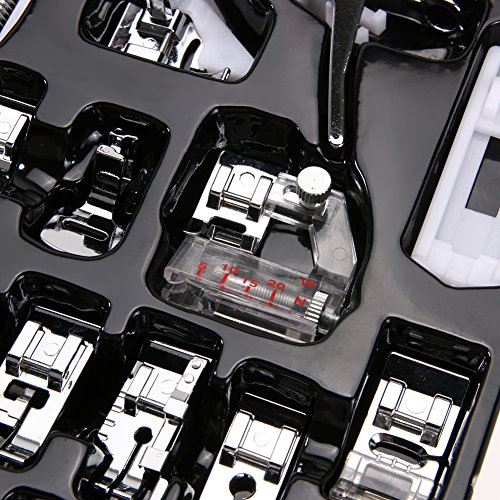 TopDirect 52 Piezas Kit Prensatelas Universal Multifuncional Pie de Maquina de Coser para Singer, Brother, Janome, JUKI, Toyota