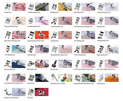 TopDirect 52 Piezas Kit Prensatelas Universal Multifuncional Pie de Maquina de Coser para Singer, Brother, Janome, JUKI, Toyota