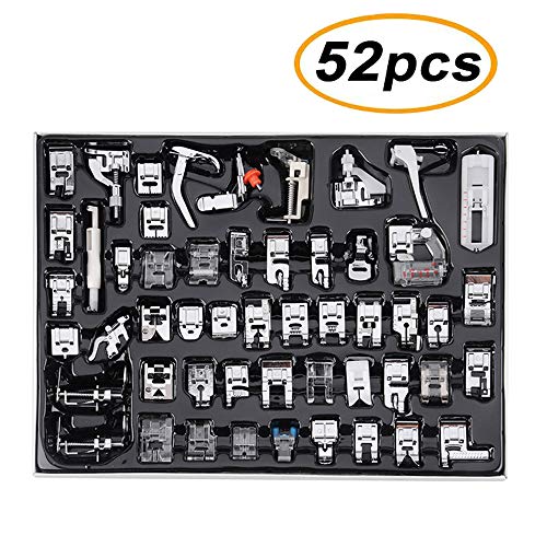 TopDirect 52 Piezas Kit Prensatelas Universal Multifuncional Pie de Maquina de Coser para Singer, Brother, Janome, JUKI, Toyota