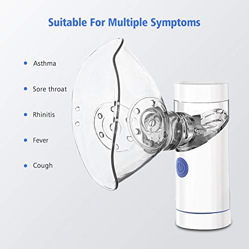 TOPERSUN Nebulizador Eléctrico Inhalador Portatil Ruido Bajo USB Recargable con Boquilla y 2 Máscaras para Adultos y Niños