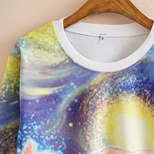 TOPKEAL Suéter Teñido con Corbata Explosiva para Jovencita Casual Sudadera Corta de Manga Larga para Mujer Azul XXL