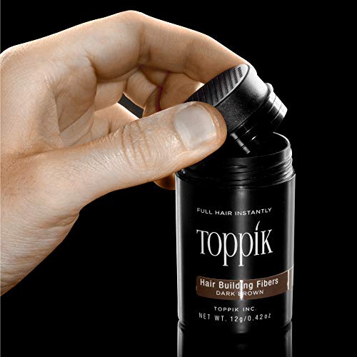 Toppik Fibras Capilares Castaño Oscuro, Fibras de Queratina para Crear más Densidad en el Cabello de Forma Inmediata, 12 g