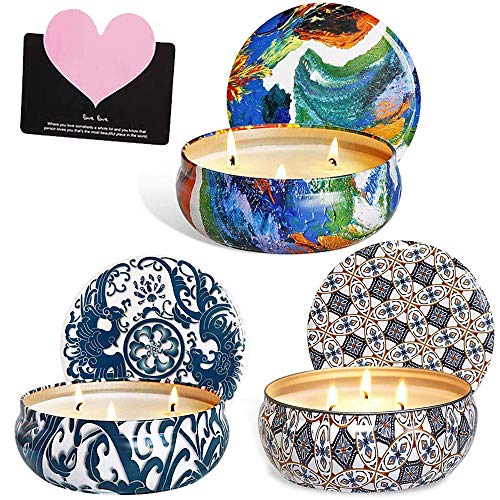 TOPSEAS Velas de Citronela Antimosquitos,Set de Regalo de Velas perfumadas,3pcs Velas Aromaticas Perfumadas de Cera de Soja 100%,Velas Anti-Insecto Mosquitos 3 mechas para jardín,Camping,Regalos