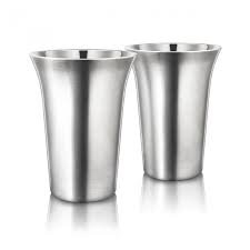 Toque Final conjunto de 2 tazas de tazas de café de acero inoxidable pequeño 236 ml vasos de doble pared cat8022