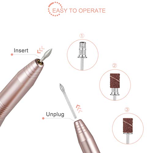 Torno para Uñas Eléctrica Portatil Manicura y Pedicura Taladro de gel acrilicas del Clavo Máquina Electrónica con 11 Tipos de Brocas de Pulido y 3 Cepillo