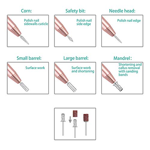 Torno para Uñas Eléctrica Portatil Manicura y Pedicura Taladro de gel acrilicas del Clavo Máquina Electrónica con 11 Tipos de Brocas de Pulido y 3 Cepillo