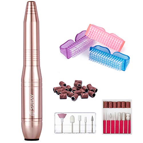 Torno para Uñas Eléctrica Portatil Manicura y Pedicura Taladro de gel acrilicas del Clavo Máquina Electrónica con 11 Tipos de Brocas de Pulido y 3 Cepillo