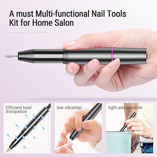 Torno para Uñas,Teaisiy 11 en 1 set Lima Electrica Uñas set de Manicura y Pedicura, Ajustable Limas de Uñas Profesionales para Pedicura Electrico, set Manicura para Salón DIY(Gris)