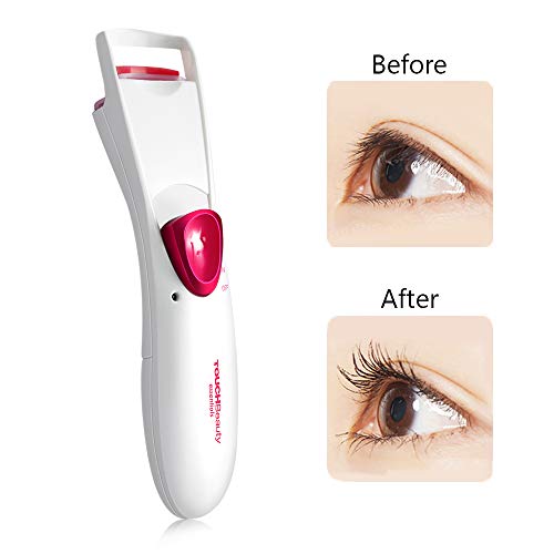 TOUCHBeauty - Rizador de pestañas con calor, eléctrico, efecto rizado duradero con almohadillas de silicona dobles inteligentes