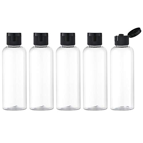 Toureal 100ML Botella de Viaje Flip-Cap (5 Piezas) Contenedor Vacío para Cosméticos con Embudo (Transparente)