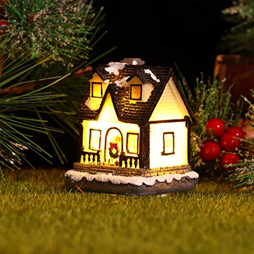 TOYANDONA Pueblo navideño casas con luz LED resina Dorfhäuser iluminado edificios decoración de mesa para vacaciones de Navidad fiesta casa de muñecas decoración