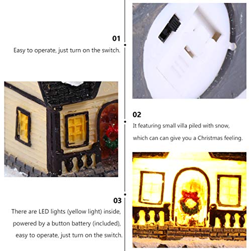 TOYANDONA Pueblo navideño casas con luz LED resina Dorfhäuser iluminado edificios decoración de mesa para vacaciones de Navidad fiesta casa de muñecas decoración