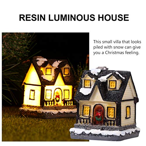 TOYANDONA Pueblo navideño casas con luz LED resina Dorfhäuser iluminado edificios decoración de mesa para vacaciones de Navidad fiesta casa de muñecas decoración