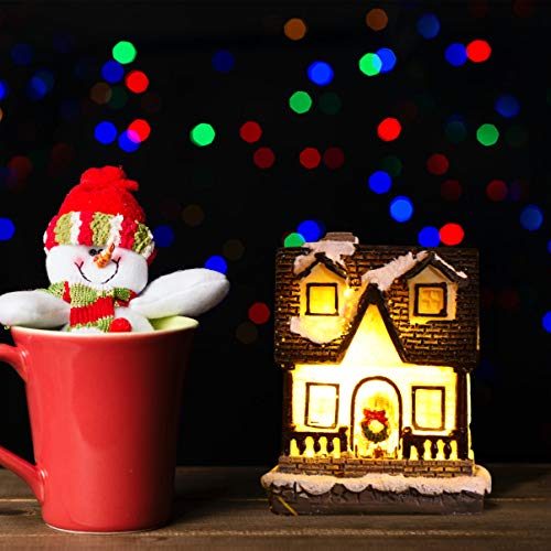 TOYANDONA Pueblo navideño casas con luz LED resina Dorfhäuser iluminado edificios decoración de mesa para vacaciones de Navidad fiesta casa de muñecas decoración