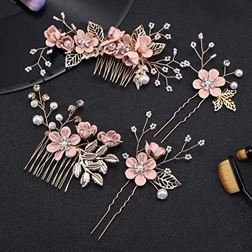 Toyvian Peine para el Cabello Nupcial - Accesorios para el Cabello de Diamantes de imitación con Clip para el Peine de la Boda para la Dama de Honor de la Novia (púrpura) (Rosa)