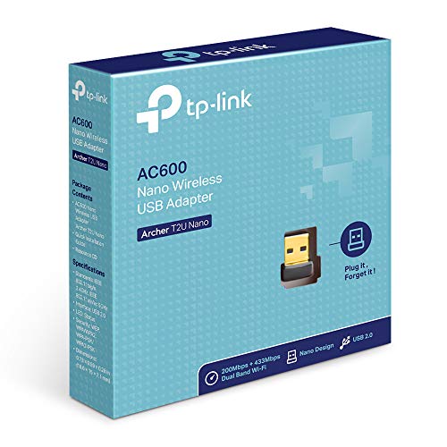 TP-LINK Archer T2U Nano Adaptador inalámbrico Nano USB de doble banda AC600 Mbps, Doble Banda, negro