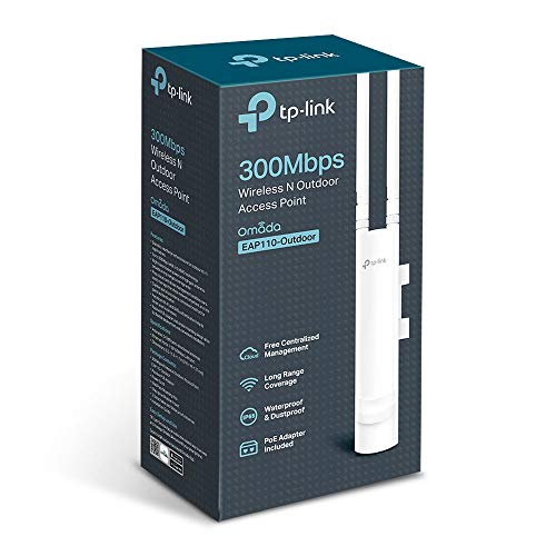 TP-Link EAP110-Outdoor - Punto de Acceso (inalámbrico, para Exteriores, Resistente al Agua, Ideal para Wi-Fi de jardín, PoE de Soporte pasivo, Instalación Flexible)
