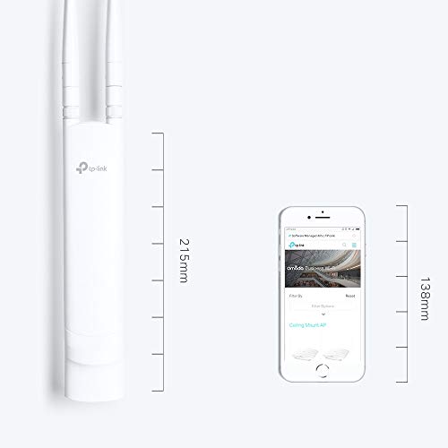 TP-Link EAP110-Outdoor - Punto de Acceso (inalámbrico, para Exteriores, Resistente al Agua, Ideal para Wi-Fi de jardín, PoE de Soporte pasivo, Instalación Flexible)