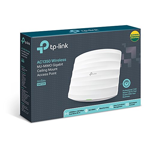 TP-Link EAP225 Punto de Acceso Gigabit Inalámbrico MU-MIMO AC1350 de Montaje en Techo, Support IEEE802.3af PoE y PoE Pasivo*