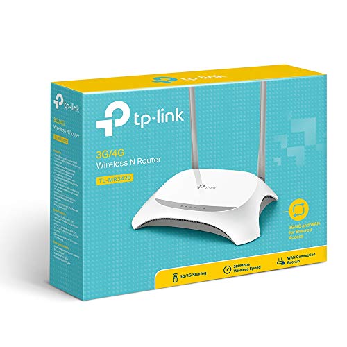 TP-Link TL-MR3420 - Router Wi-Fi (300 Mbps 3G / 4G, 1 puerto UBS 2.0, botón WPS, sin necesidad de configuración, enchufe de la UE)