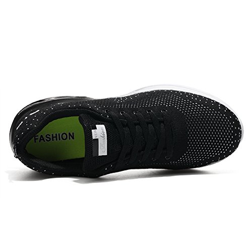 TQGOLD® Zapatillas de Running para Hombre Lightweight Air Cushion Malla Respirable Zapatillas de Deporte Zapatillas para Correr(EU 44,Negro)