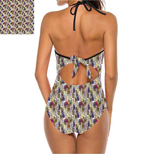 Traje de baño de dos piezas Boho Spots líneas diagonales, moda, sexy Multi 10 L