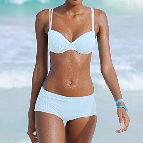 Traje De Baño Mujer Sexy Bañador de Baño Conjunto de Bikini Push up Sujetador Acolchado Color sólido Bohemio BañAdores Tops y Braguitas Ropa de Playa vikinis riou