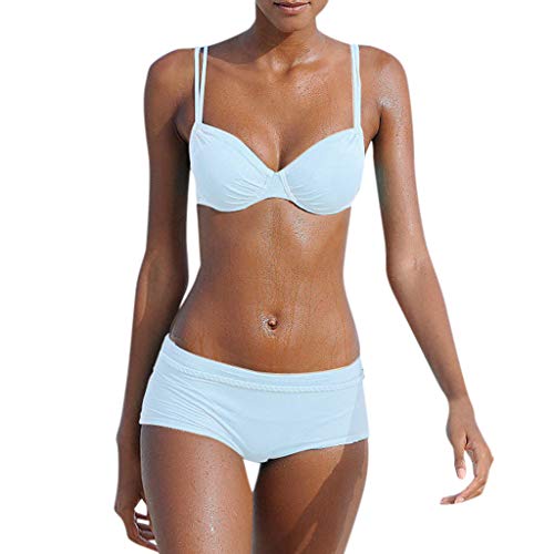 Traje De Baño Mujer Sexy Bañador de Baño Conjunto de Bikini Push up Sujetador Acolchado Color sólido Bohemio BañAdores Tops y Braguitas Ropa de Playa vikinis riou