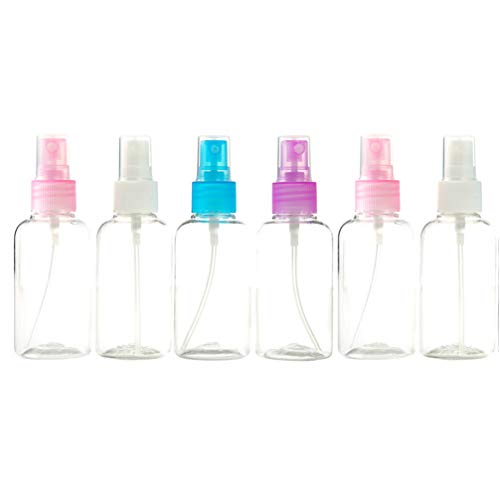 Transparente Botella de Spray Plástico, Botellas de Pulverización de Plástico, Bote Spray Pulverizador para Vacaciones, Viajes de Negocios, Maquillaje, Limpieza - 6 Piezas (75 ML)
