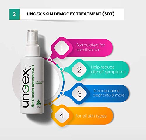 Tratamiento Demodex para la piel Ungex | Acné, Picazón, Rosácea | con la botella de mezcla | SDT