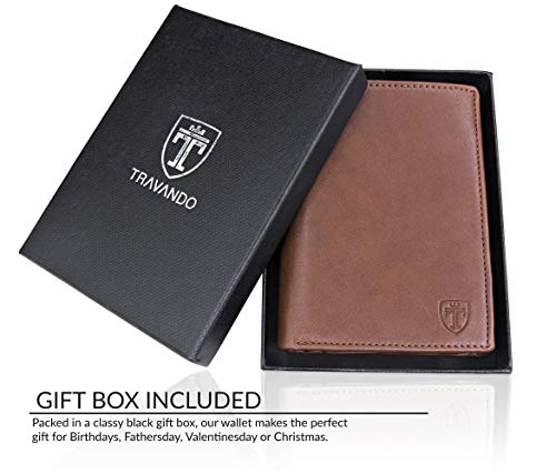 TRAVANDO Cartera Hombre „Dublin“ con Bloqueador RFID, Billetera Negra, Tarjetero, Monedero Varón, Portamonedas, Regalo, Wallet, Vertical, Bolsillo Monedas Botón a presión Tarjetera, Ranuras