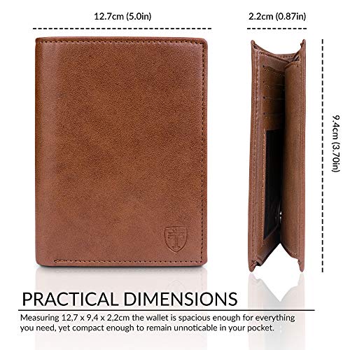 TRAVANDO Cartera Hombre „Dublin“ con Bloqueador RFID, Billetera Negra, Tarjetero, Monedero Varón, Portamonedas, Regalo, Wallet, Vertical, Bolsillo Monedas Botón a presión Tarjetera, Ranuras