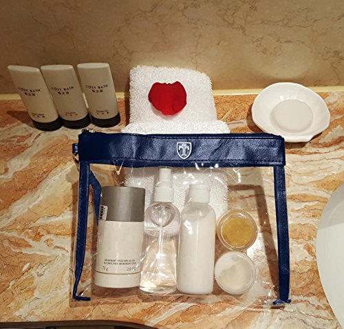 TRAVANDO ® Neceser transparente - 1l de capacidad - bolsa para llevar líquidos y cosméticos, equipaje de mano para el avión, botella set de viaje - hombre, mujer, unisex