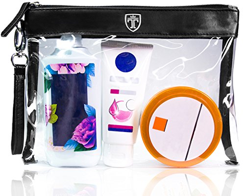 TRAVANDO ® Neceser transparente - 1l de capacidad - bolsa para llevar líquidos y cosméticos, equipaje de mano para el avión, botella set de viaje - hombre, mujer, unisex