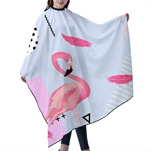 Trendy-Pastel-Background-with-Flamingo-Birds-and-Feathers-Vector Personalized Custom Professional Hair Salon Apron, Polyester Hair Shawl 55" 66", Suitable for Barber Shop Or Home