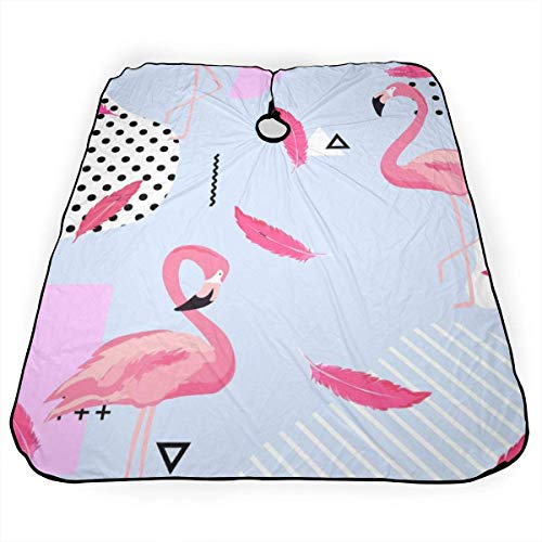 Trendy-Pastel-Background-with-Flamingo-Birds-and-Feathers-Vector Personalized Custom Professional Hair Salon Apron, Polyester Hair Shawl 55" 66", Suitable for Barber Shop Or Home