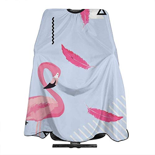 Trendy-Pastel-Background-with-Flamingo-Birds-and-Feathers-Vector Personalized Custom Professional Hair Salon Apron, Polyester Hair Shawl 55" 66", Suitable for Barber Shop Or Home