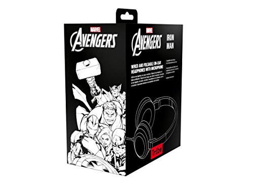 Tribe Marvel - Auriculares on-ear con micrófono I Auriculares Cascos para Iphone, Android, Movil, PS4, XBOX, PC, Computador - diseño Iron man