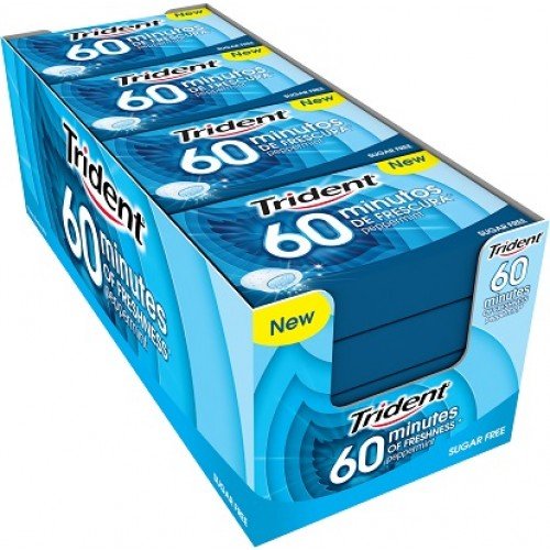 Trident - Chicle Sin Azúcar Menta 60 Minutes 20 gr. - [Pack 16]