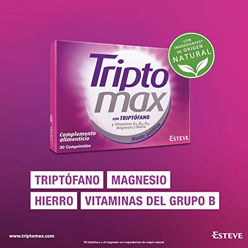 TRIPTOMAX 30 comp. Complemento alimenticio para regular el estado anímico. Compuesto de Triptófano + Vitaminas del grupo B+ Hierro+ Magnesio