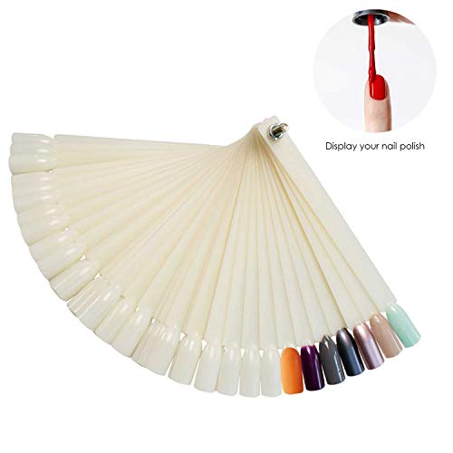 TRIXES 50 Palillos para Puntas Postizas del Arte en Uñas Práctico Esmalte Blanco Muestra las Tablillas del Abanico
