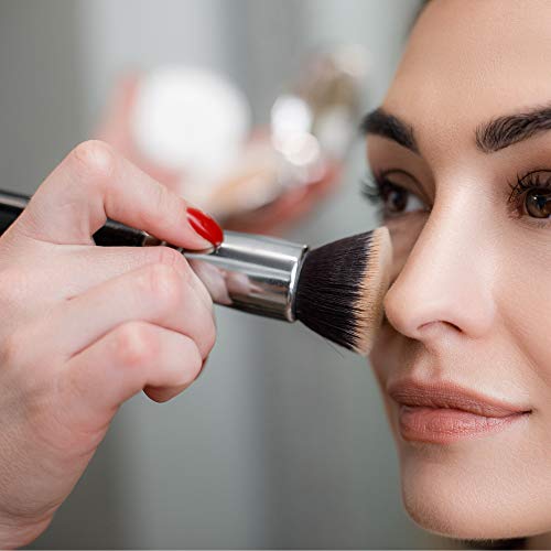 TRIXES Brocha Base Maquillaje - Pincel Facial Perfecto Para La Aplicación De Bases De Maquillaje Fluidas y Liquido Tradicionales - Negro - Asa de 5 Pulgadas